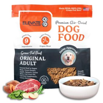 100% Human Grade Air Dried Dog Food - All Natural - USA Grass Fed Beef - Limited Ingredient Dog Food - Grain Free - Dehydrated - Complete Meal or Dog Food Topper – Beef Flavor -...