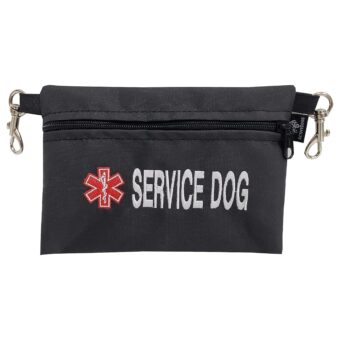 ActiveDogs Service Dog Bag with Zipper - 7" x 5" Clip-On Pouch with Embroidered Red Medical Alert Symbol for Easy Identification & Storage - Service Dog Accessory for Harness,...