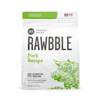 BIXBI Rawbble Freeze Dried Dog Food, Pork Recipe, 26 Oz - 97% Meat And Organs, No Fillers - Pantry-Friendly Raw Dog Food For Meal, Treat Or Food Topper - USA Made In Small Batches