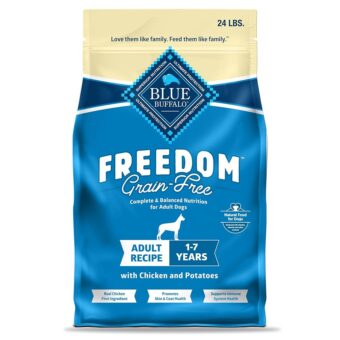 Blue Buffalo Freedom Grain-Free Dry Dog Food, Complete & Balanced Nutrition for Adult Dogs, Made in the USA With Natural Ingredients, Chicken & Potatoes, 24-lb. Bag