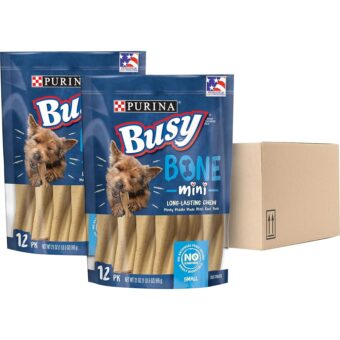 Busy Purina Busy Bone Dog Chew Mini Dog Treats for Small Dogs, (2) 12 ct. Pouches