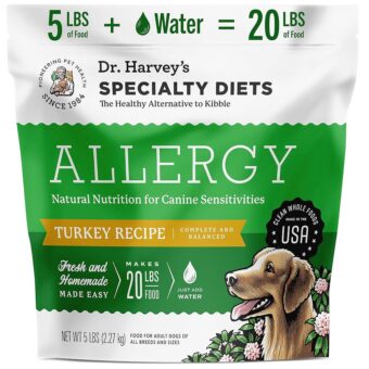Dr. Harvey's Specialty Diet Allergy Turkey Recipe, Human Grade Dog Food for Dogs with Sensitivities and Allergies (5 Pounds)