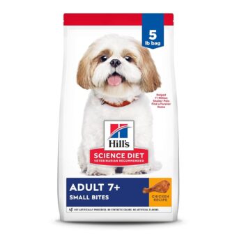 Hill's Science Diet Adult 7+, Senior Adult 7+ Premium Nutrition, Small Kibble, Dry Dog Food, Chicken, Brown Rice, & Barley, 5 lb Bag