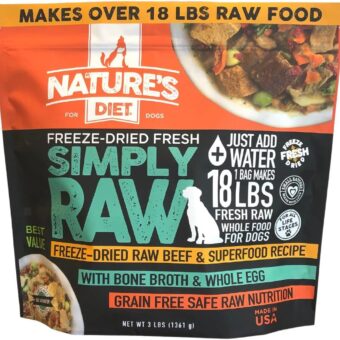 Nature's Diet Simply Raw® Freeze-Dried Raw Whole Food Meal - Makes 18 Lbs Fresh Raw Food with Muscle, Organ, Bone Broth, Whole Egg, Superfoods, Fish Oil Omega 3, 6, 9,...