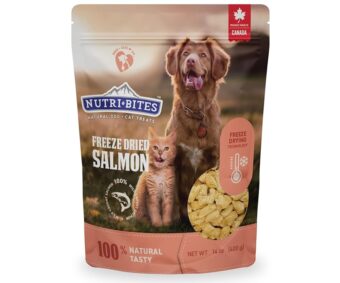 Nutri Bites Freeze Dried Salmon Dog Food 1-Pack: 14 oz Total Weight - Single Ingredient: Wild Salmon - Protein & Omega 3 Pet Supplement - Kibble Topper or Dog Treats for Dogs -...