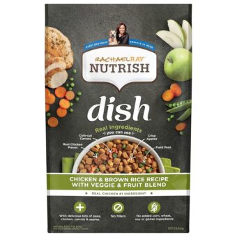 Nutrish Rachael Ray Dish Premium Natural Dry Dog Food with Added Vitamins, Minerals & Taurine, Chicken & Brown Rice Recipe with Veggies & Fruit, 23 Pound Bag