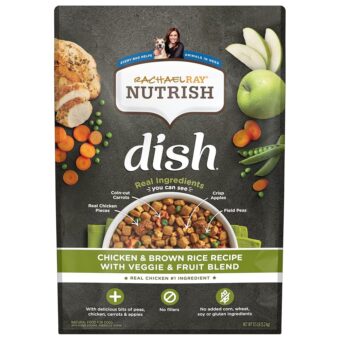 Nutrish Rachael Ray Dish Premium Natural Dry Dog Food with Added Vitamins, Minerals & Taurine, Chicken & Brown Rice Recipe with Veggies & Fruit, 11.5 Pound Bag