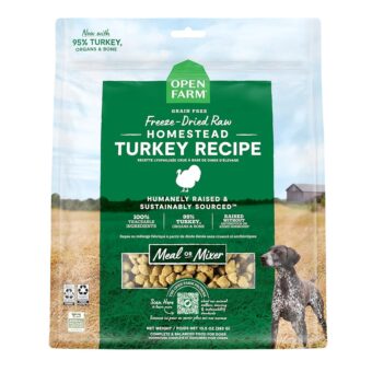 Open Farm Freeze Dried Raw Dog Food, Humanely Raised Meat Recipe with Non-GMO Superfoods and No Artificial Flavors or Preservatives (13.5 Ounce (Pack of 1), Homestead Turkey...