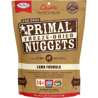 Primal Freeze Dried Raw Dog Food Nuggets, Lamb, Complete & Balanced Meal, Also Use as Topper or Treat, Premium, Healthy, Grain Free, High Protein Raw Dog Food, 14 oz