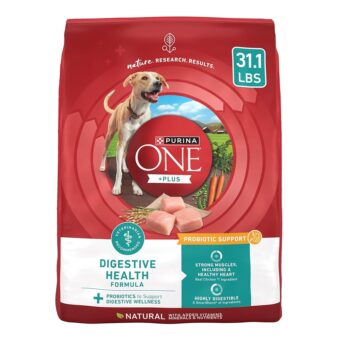 Purina One Plus Digestive Health Formula Dry Dog Food Natural with Added Vitamins, Minerals and Nutrients - 31.1 lb. Bag