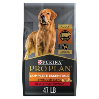 Purina Pro Plan High Protein Dog Food With Probiotics for Dogs, Shredded Blend Beef & Rice Formula - 47 Lb. Bag