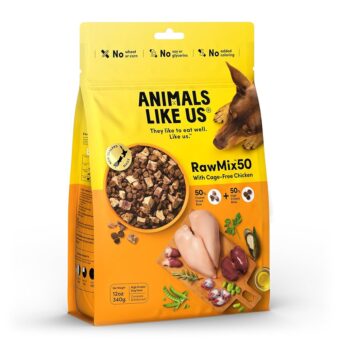 RawMix50 Premium Freeze-Dried Raw Cage-Free Chicken Recipe Dog Food, Protein Rich, Includes Kibble, Non-GMO, No Wheat or Corn, 12 oz