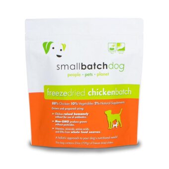 smallbatch Pets Freeze-Dried Premium Raw Food Diet for Dogs, 25oz, Chicken Recipe, Bulk Bag, Made in The USA, Organic Produce, Humanely Raised Meat, Hydrate and Serve Patties,...