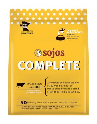 Sojos Complete Beef Recipe Dehydrated Dog Food, 7 lb, Yellow