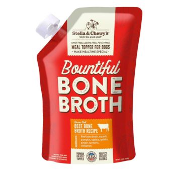 Stella & Chewy's Bountiful Bone Broth Grass-Fed Beef Recipe Meal Topper for Dogs, 16 Oz. Resealable Pouch