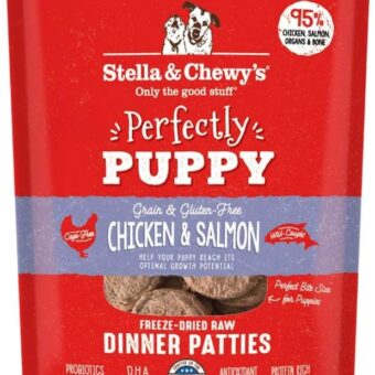 Stella & Chewy's Freeze Dried Raw Dinner Patties – Crafted for Puppies – Grain Free, Protein Rich Perfectly Puppy Chicken & Salmon Recipe – 14 oz Bag