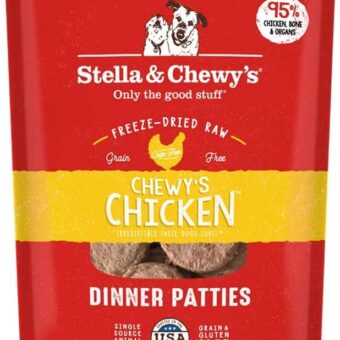 Stella & Chewy's Freeze Dried Raw Dinner Patties – Grain Free Dog Food, Protein Rich Chewy’s Chicken Recipe – 14 oz Bag