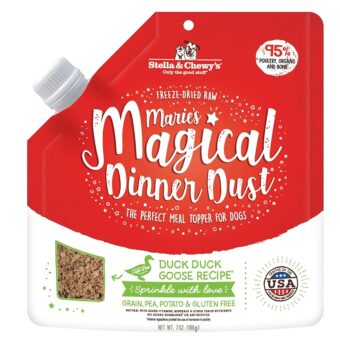 Stella & Chewy's Freeze-Dried Raw Marie's Magical Dinner Dust – Protein Rich, Grain Free Dog & Puppy Food Topper – Duck Duck Goose Recipe – 7 Oz Bag