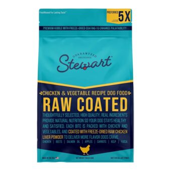 Stewart Raw Coated Dog Food, Chicken & Vegetable Recipe, 10 Pound Bag, Freeze Dried Chicken Liver Powder Coating