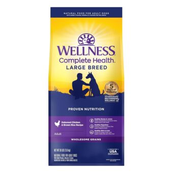 Wellness Complete Health Large Breed Adult Dry Dog Food, No Corn or Wheat, Made in USA with Real Meat, Natural Ingredients, Glucosamine, Probiotics & Omega Fatty Acids (30-Pound...