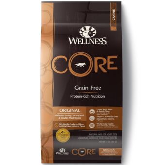 Wellness CORE Grain-Free High-Protein Dry Dog Food, Made in USA with Real Meat & Natural Ingredients, All Breeds, Adult Dogs (Turkey & Chicken, 26-lb) With Nutrients for Immune,...
