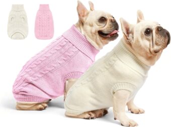 2 Pack Dog Sweaters for Small Dogs - Puppy Medium Warm Clothes in Winter, Turtleneck Pullover Design for Boy Girl Pet, Doggie, Cat, Kitten Chihuahua Bulldog Pug Beagles (S,...
