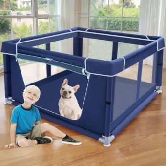 42x42x25.6 Inches Puppy Playpen with Gate, Dog Playpen for Puppies or Small Dogs, Dog Fence Pet Playpen for Indoor & Outdoor, Sturdy Safety Dog Pen with Thickened Fabric,...