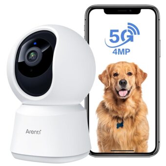 ARENTI 5G Security Camera Indoor, 4MP Pet Camera with Speaker for Dog/Cat, Baby Monitor with Phone App, Dual-Band WiFi, Auto Tracking, Super Night Vision, 2-Way Talk, Cloud & SD...