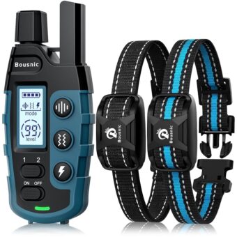 Bousnic Dog Shock Collar 2 Dogs (5-120Lbs) - 3300 ft Waterproof Training Collar for Dogs Large Medium Small with Rechargeable Remote, Beep (1-8) Vibration (1-16) and Humane...