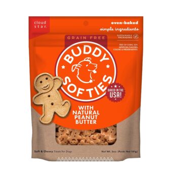 Buddy Biscuit Softies 5 oz Pouch, Grain-Free Soft & Chewy, Natural Peanut Butter Flavor Dog Treats, Oven Baked in the USA