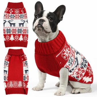 Christmas Dog Sweaters for Small Large Dogs Girl, Soft Warm Pup Dogs Shirt, Turtleneck Dog Sweaters for Medium Large Dogs, Double Knitting Collar for Outdoors Playing, Warm Dog...