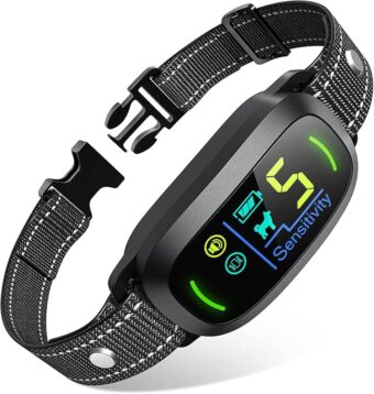 Dog Bark Collar, Rechargeable Smart Collar, Anti Barking Training Collar with 5 Adjustable Sensitivity Beep Vibration, Bark Collar for Large Medium Small Dogs (Black)