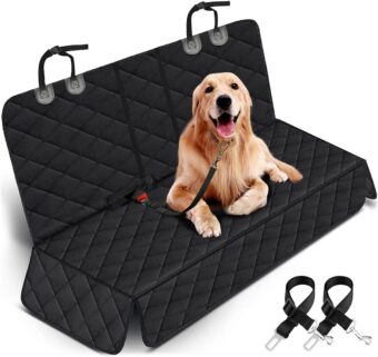 Dog Car Seat Cover, Back Seat Cover for Dogs Pet Car Seat Protector Waterproof Bench Car Seat Cover, Non-Slip Reat Seat Cover fits Middle Armrest for Most Cars Trucks SUVs - Black