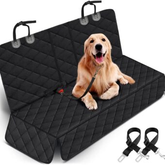 Dog Car Seat Cover, Back Seat Cover for Dogs Pet Car Seat Protector Waterproof Bench Car Seat Cover, Non-Slip Reat Seat Cover fits Middle Armrest for Most Cars Trucks SUVs - Black