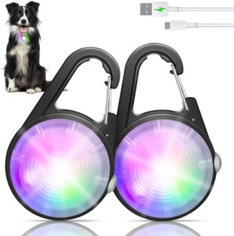 Dog Collar Light, 4 Modes Dog Lights for Night Walking, Rechargeable Dog Collar Lights for Nighttime Clip on, IP68 Waterproof Dog Light