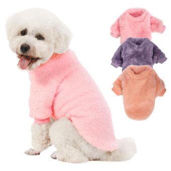 Dog Sweater, 3 Pack Dog Sweaters for Small Dogs, Dog Clothes for Small Dogs Girl Boy, Ultra Soft and Warm Puppy Sweater Dog Coat for Winter Christmas (X-Small, Pink+Purple+Peach)