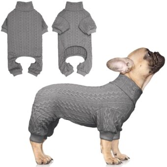 Dog Sweater Turtleneck Knitted Dog Clothes Solid Color Puppy Sweater Warm Cat Sweater Dog Sweaters for Small Dogs (Grey & XS)