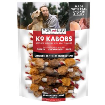 Dog Treats, K9 Kabobs for Dogs Made with Real Chicken and Duck, 12 Ounces, Healthy, Easily Digestible, Long-Lasting, High Protein Dog Treat, Satisfies Dog's Urge to Chew