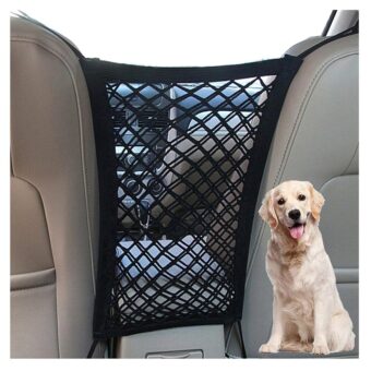 DYKESON Dog Car Net Barrier Pet Barrier with Auto Safety Mesh Organizer Baby Stretchable Storage Bag Universal for Cars, SUVs -Easy Install, Car Divider for Driving Safely with...