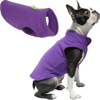 Gooby Fleece Vest Dog Sweater - Lavender, X-Large - Warm Pullover Fleece Dog Jacket with O-Ring Leash - Winter Small Dog Sweater Coat - Cold Weather Dog Clothes for Small Dogs...