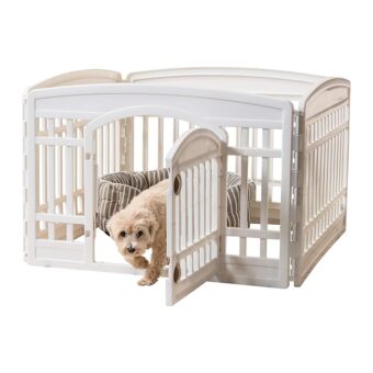 IRIS USA 24" Exercise 4-Panel Pet Playpen with Door, Dog Playpen, Puppy Playpen, for Puppies and Small Dogs, Keep Pets Secure, Easy Assemble, Fold It Down, Easy Storing,...