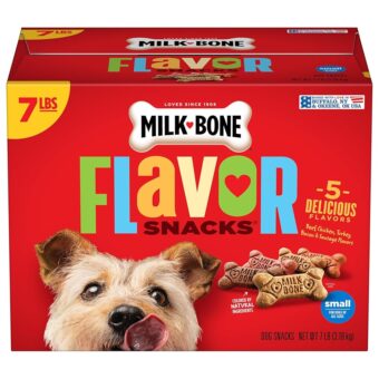 Milk-Bone Flavor Snacks Dog Treats, Small Biscuits, 7 Pound Crunchy Texture Helps Reduce Tartar