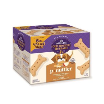 Old Mother Hubbard by Wellness Classic P-Nuttier Value Box Natural Dog Treats, Crunchy Oven-Baked Biscuits, Ideal for Training, Large Size, 6 pound box