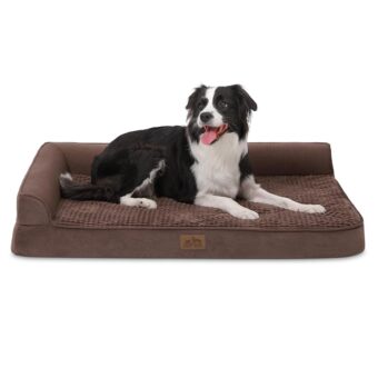 Orthopedic Dog Bed for Large Dogs,Washable Dog Sofa Beds Large, Supportive Foam Pet Couch Bed with Removable Washable Cover, Waterproof Lining and Nonskid Bottom, Brown (L,42" L...