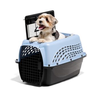 Petmate Two-Door Small Dog Kennel & Cat Kennel, Top Loading or Front Loading Pet Carrier, Made with Recycled Materials, 24 inches in Length For Pets up to 15 Pounds, Made in USA