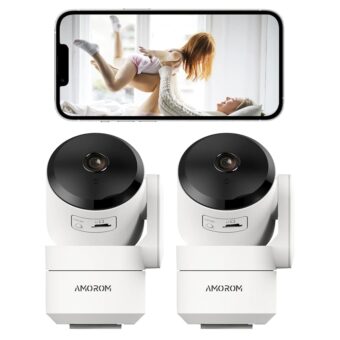 2 Pcs WiFi Camera for Home Security, Indoor Security Camera for Baby/Dog/Cat/Elder Monitor, Motion Track, AI Detection, 2-Way Audio, Memory Card/Cloud Storage,Privacy...