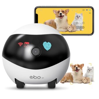 360°Dog Camera: Whole House Movable Camera, Pet Camera with 2 Way Audio, Motion Detection, Night Vision, Self-Charging, Cat Camera WiFi Wireless Security Camera, Remote APP...