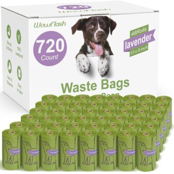 720 Count Lavender Scented 13” x 9” Dog Waste Bags Rolls, Leakproof Strong & Sturdy Bags for Dogs, Doggie Bags Cats Litter Bags,Trash Bags for Doggy Pets