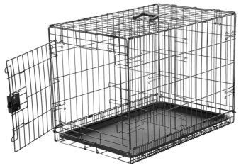 Amazon Basics - Durable, Foldable Metal Wire Dog Crate with Tray, Single Door, 30 x 19 x 21 Inches, Black