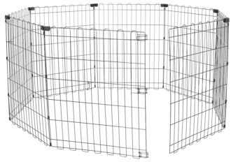 Amazon Basics - Foldable Octagonal Metal Exercise Pet Play Pen for Dogs, No Door, 60 x 60 x 30 Inches, Black